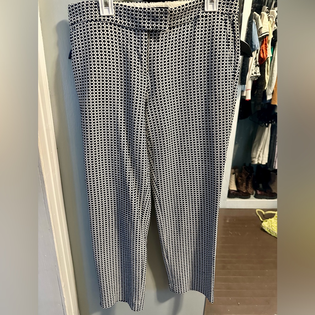 Ann Taylor Women’s Geometric Navy And White Pants Size 0p